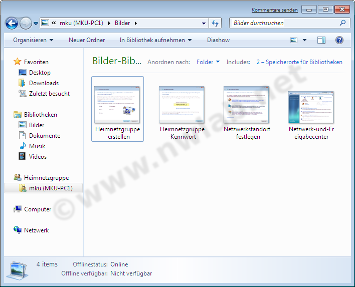 Heimnetzgruppe im Explorer von Windows 7