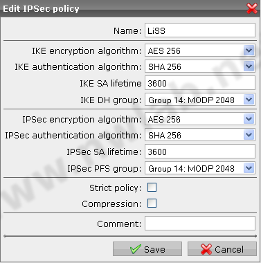 IPSec Policy fr die LiSS