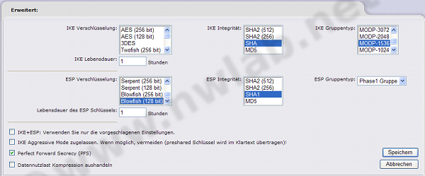 VPN Proposals einstellen