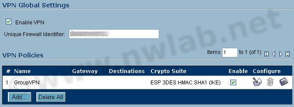 SonicWALL VPN Policies