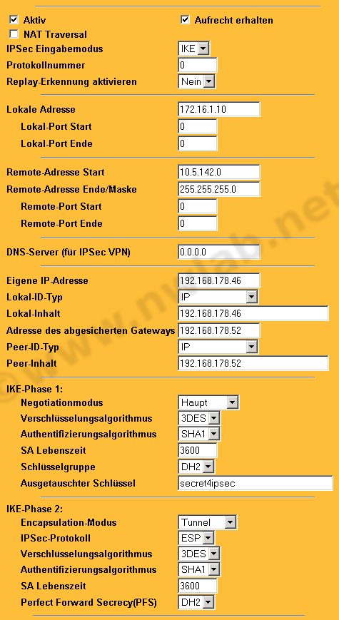 VPN Einstellungen ZyXEL