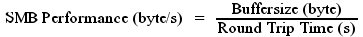 SMB Performance ist gleich Buffersize geteilt durch RTT