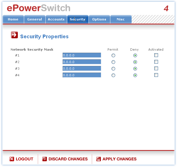 ePowerSwitch Sicherheit