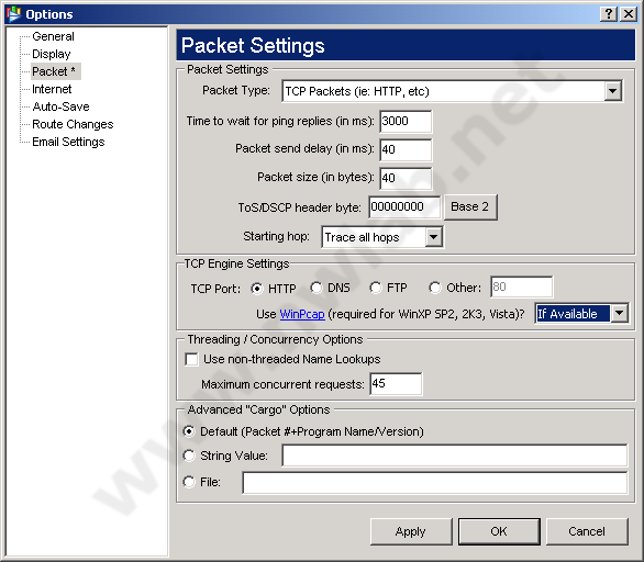 TCP-Ping mit PingPlotter