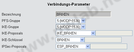 VPN Verbindungsparameter