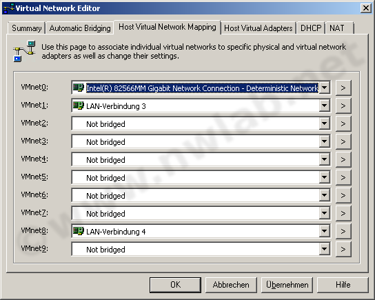Mapping der virtuellen Netzwerke VMnet