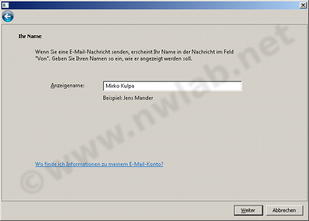 Namen des Absenders festlegen