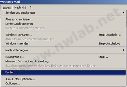 Windows Mail Extras Konten