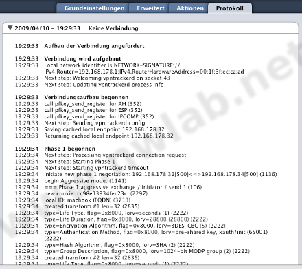 Log-Eintrge im VPN Tracker