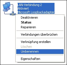 LAN-Verbindung mit Kontextmen