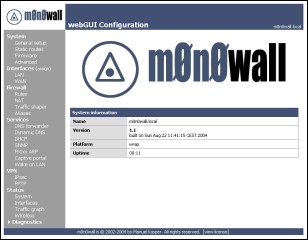 Webinterface der monowall