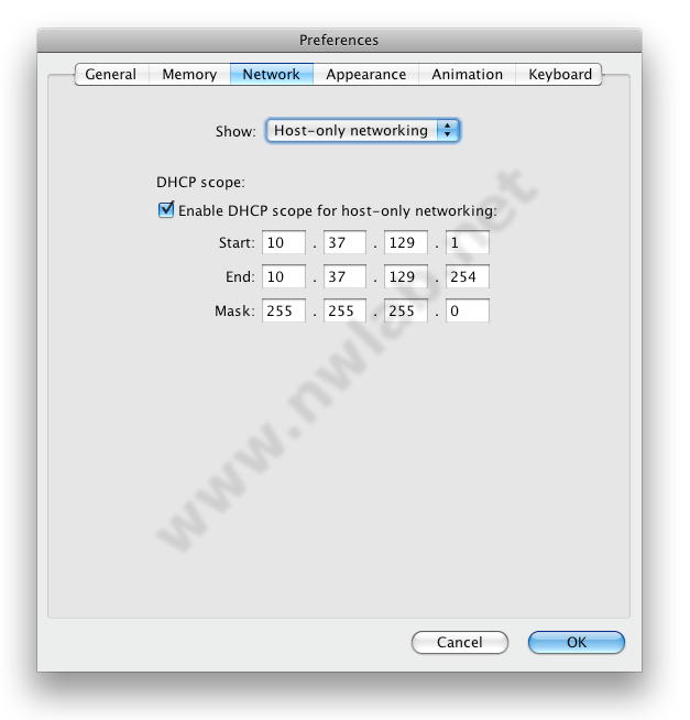 Einstellungen fr das Host-Only Networking