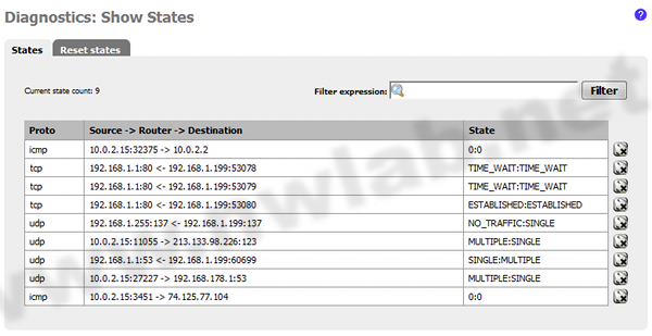 NAT-Table von pfSense