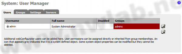 Benutzerverwaltung von pfSense