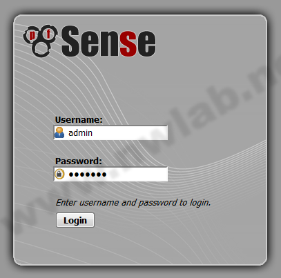 Anmeldung am Web-GUI von pfSense