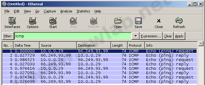 ICMP Packete im Sniffer